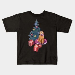 Christmas with a cat Kids T-Shirt